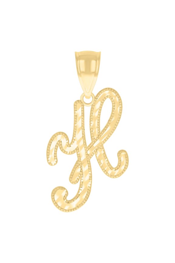 10kt Yellow Gold Unisex Initial H Script Alphabet Charm Pendant
