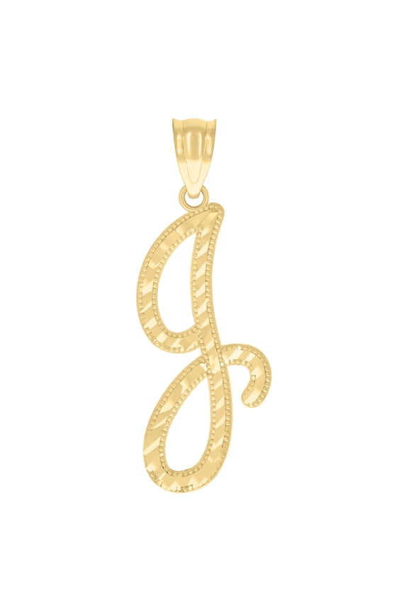 10kt Yellow Gold Unisex Initial J Script Alphabet Charm Pendant