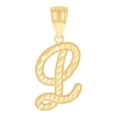 thumbnail image 1 of 10kt Yellow Gold Unisex Initial L Script Alphabet Charm Pendant, 1 of 1