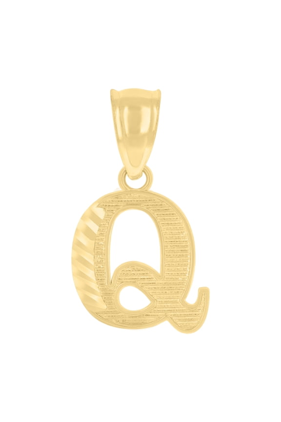 10kt Yellow Gold Unisex Initial Letter "Q" Charm Pendant