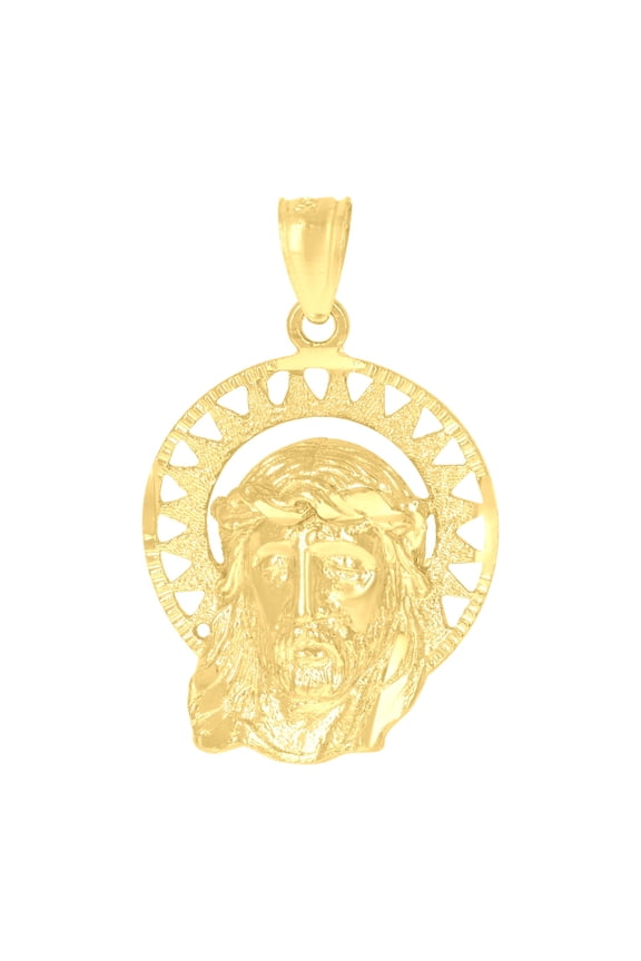 10k Yellow Gold Unisex Jesus Religious Charm Pendant for Men Women