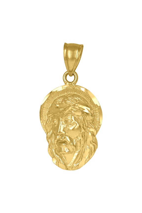 10k Yellow Gold Unisex Jesus Religious Charm Pendant for Men Women