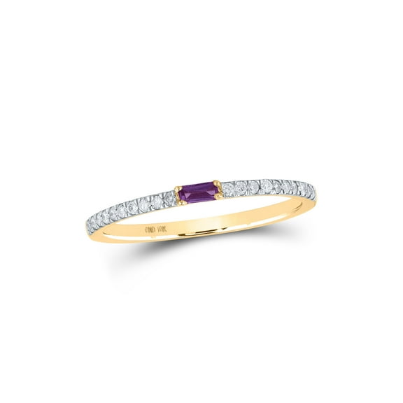 10kt Yellow Gold Womens Baguette Alexandrite Diamond Band Ring 1/5 Cttw