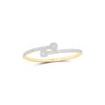 thumbnail image 1 of 10kt Yellow Gold Womens Baguette Diamond Cushion Square Cuff Bangle Bracelet 1-5/8 Cttw, 1 of 1
