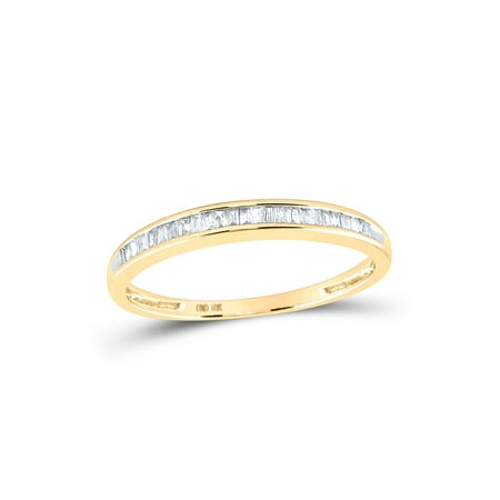 10kt Yellow Gold Womens Baguette Diamond Wedding Anniversary Band 1/6 Cttw