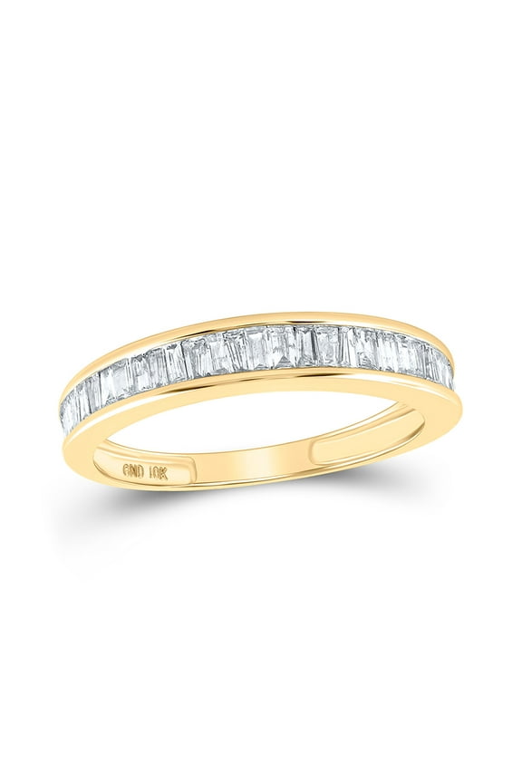 10kt Yellow Gold Womens Baguette Diamond Wedding Band 1/2 Cttw