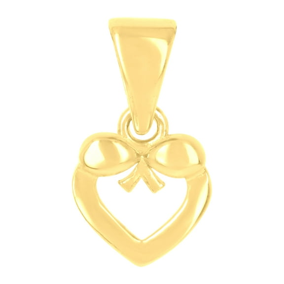 10k Yellow Gold Womens Bow Heart Charm Pendant for Women