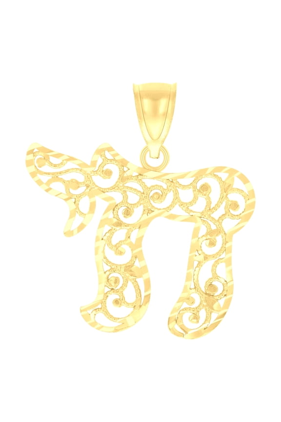 10k Yellow Gold Womens Chai Symbol Charm Pendant for Women