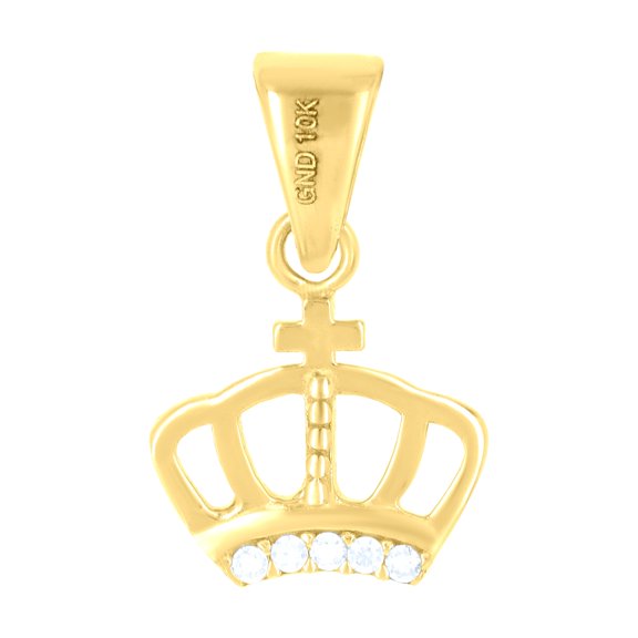 10kt Yellow Gold Womens Cubic-Zirconia Crown Fashion Charm Pendant