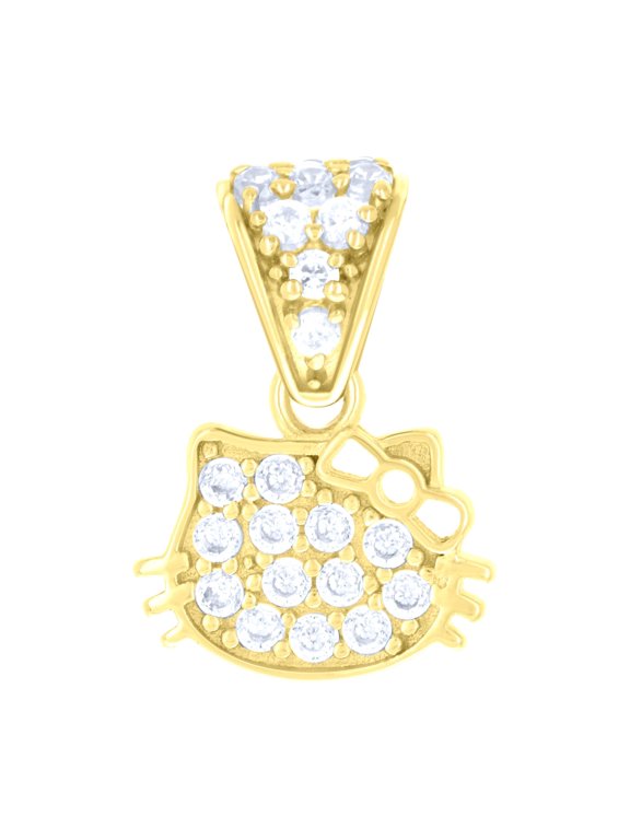 10kt Yellow Gold Womens Cubic-Zirconia Kitty Fashion Charm Pendant