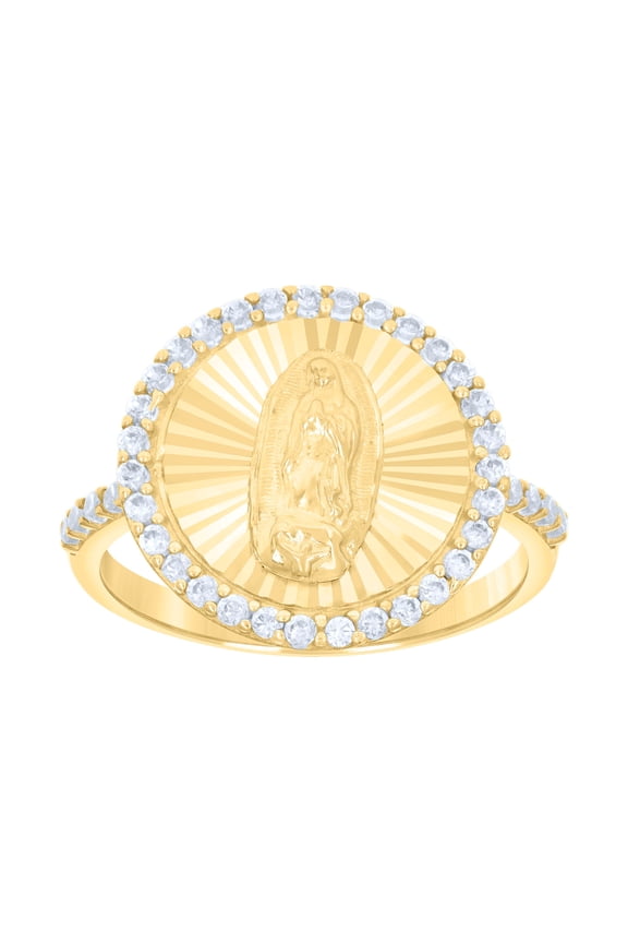 10kt Yellow Gold Womens Cubic-Zirconia St. Jude Saints Religious Bridal Anniversary Engagement Wedding Ring, Womens Size: 7