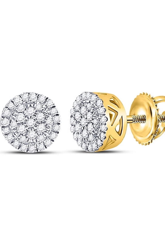 10kt Yellow Gold Womens Diamond Circle Cluster Earrings 3/8 Cttw