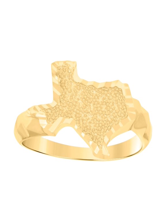 10kt Yellow Gold Womens Diamond-Cut Texas American State Globe Maps Bridal Anniversary Engagement Wedding Ring, Womens Size: 7