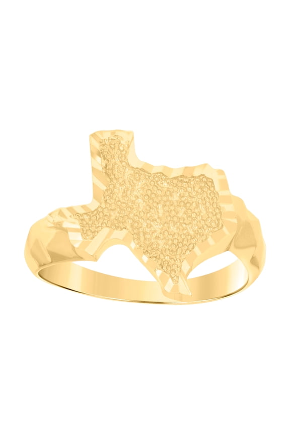 10kt Yellow Gold Womens Diamond-Cut Texas American State Globe Maps Bridal Anniversary Engagement Wedding Ring, Womens Size: 7