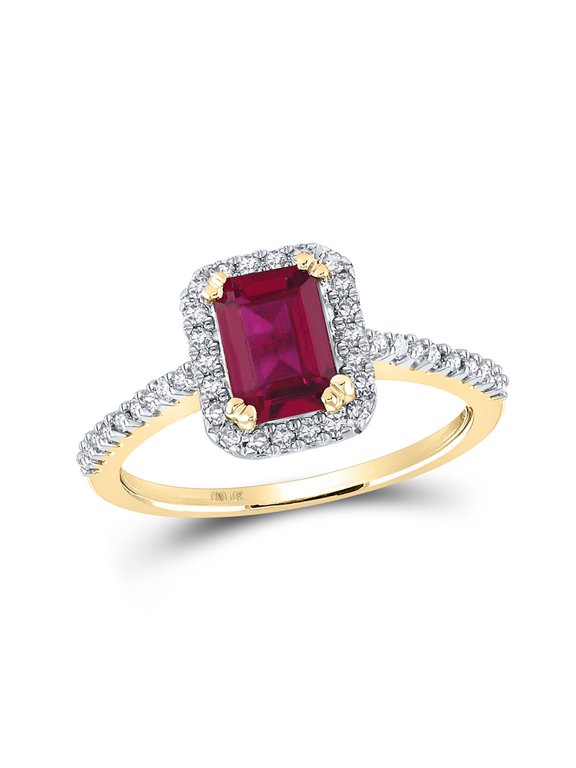 10kt Yellow Gold Womens Emerald Synthetic Ruby Solitaire Ring 1-3/4 Cttw