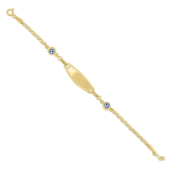 10k Yellow Gold Womens Enamel Evil Eye Good Luck Id Bracelet Size 6 Inches for Women