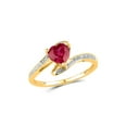 thumbnail image 1 of 10kt Yellow Gold Womens Heart Synthetic Ruby Solitaire Diamond-accent Bypass Ring 1 Cttw, 1 of 4