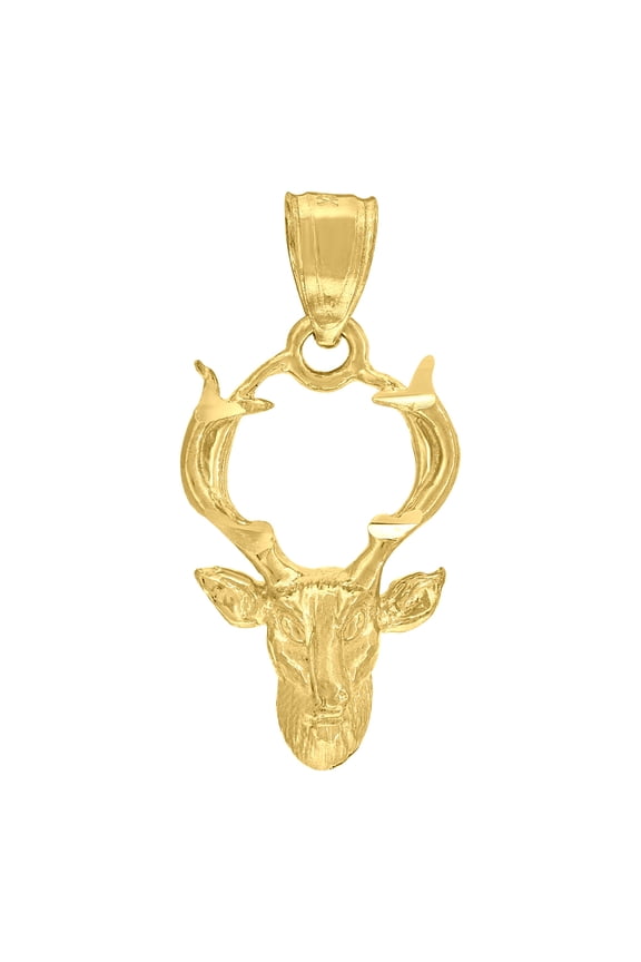 10k Yellow Gold Womens Mens Unisex Deer Head Charm Pendant for Men Women