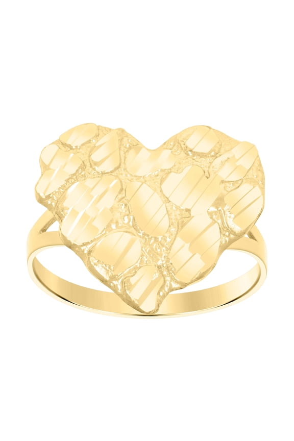 10kt Yellow Gold Womens Nugget Heart Ring