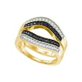 thumbnail image 1 of 10kt Yellow Gold Womens Round Black Color Enhanced Diamond Wrap Ring Guard Enhancer 1/2 Cttw, 1 of 1