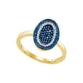 thumbnail image 1 of 10kt Yellow Gold Womens Round Blue Color Enhanced Diamond Oval Cluster Ring 1/3 Cttw, 1 of 1