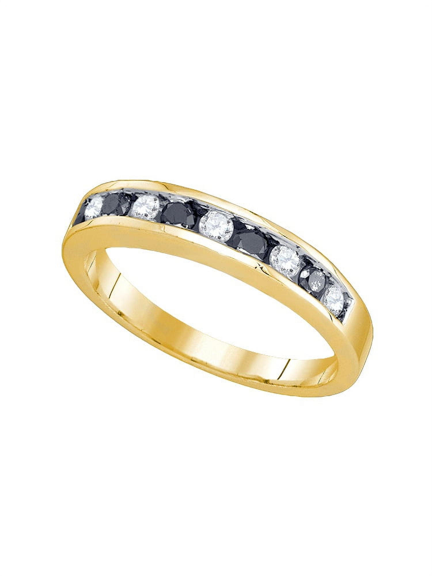 10kt Yellow Gold Womens Round Blue Colored Diamond Band Ring 1/2 Cttw