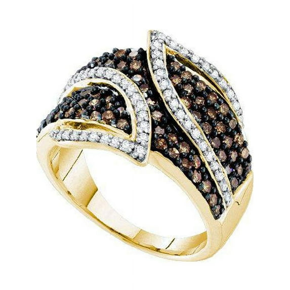 10kt Yellow Gold Womens Round Brown Color Enhanced Diamond Fashion Ring 1.00 Cttw
