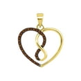 thumbnail image 1 of 10kt Yellow Gold Womens Round Brown Diamond Heart Infinity Pendant 1/8 Cttw, 1 of 1