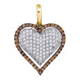 thumbnail image 1 of 10kt Yellow Gold Womens Round Brown Diamond Outline Heart Cluster Pendant 7/8 Cttw, 1 of 1
