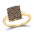 thumbnail image 1 of 10kt Yellow Gold Womens Round Brown Diamond Rectangle Cluster Ring 1/2 Cttw, 1 of 1