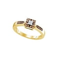 thumbnail image 1 of 10kt Yellow Gold Womens Round Brown Diamond Square Cluster Ring 1/4 Cttw, 1 of 1