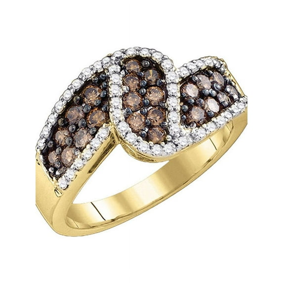 10kt Yellow Gold Womens Round Cognac-brown Color Enhanced Diamond Band Ring 1.00 Cttw