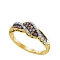 thumbnail image 1 of 10kt Yellow Gold Womens Round Cognac-brown Colored Diamond Band Ring 1/5 Cttw, 1 of 1
