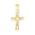 thumbnail image 1 of 10kt Yellow Gold Womens Round Cubic Zirconia Cubic-Zirconia Cross Pendant, 1 of 3