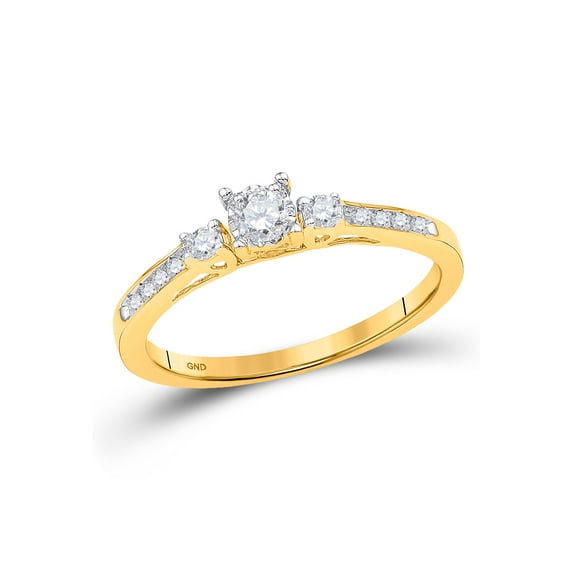 10kt Yellow Gold Womens Round Diamond 3-stone Promise Ring 1/6 Cttw