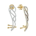 thumbnail image 1 of 10kt Yellow Gold Womens Round Diamond Angel Wing Climber Earrings 1/3 Cttw, 1 of 1