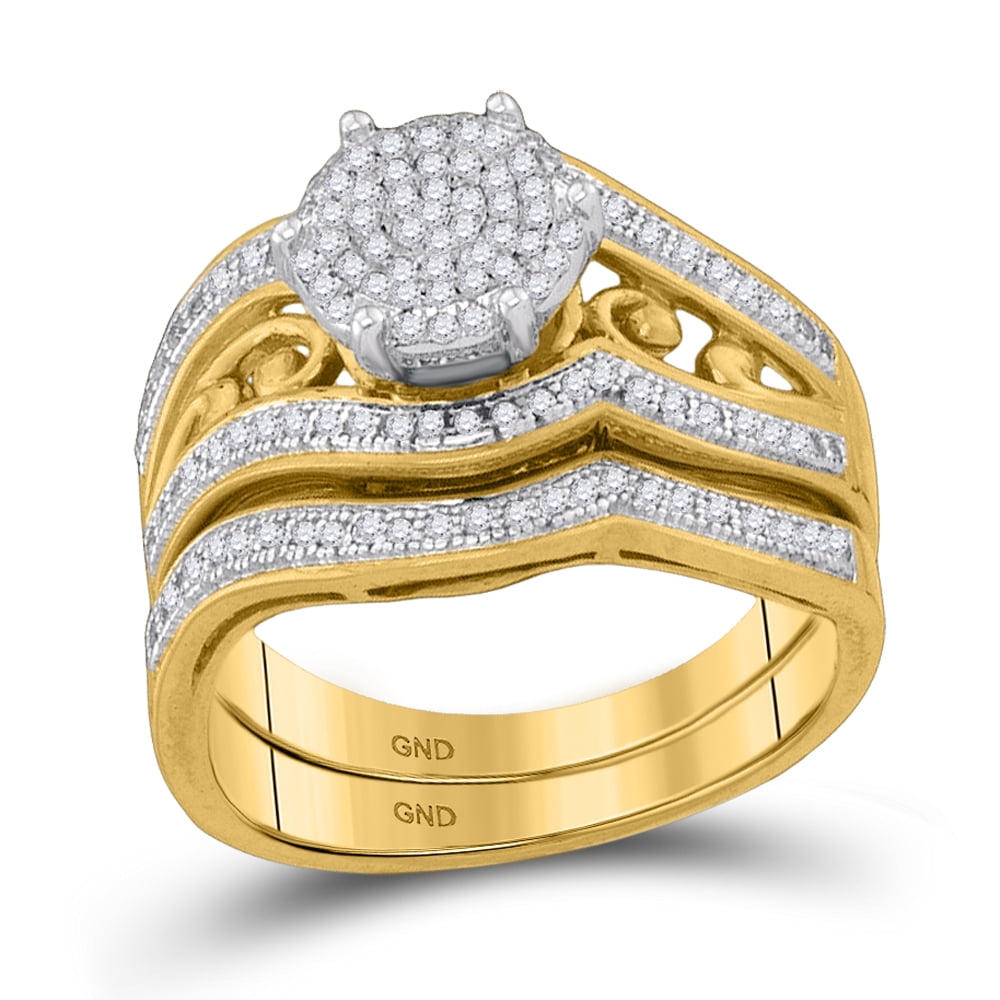 10kt Yellow Gold Womens Round Diamond Bridal Wedding Engagement Ring — free download