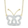 thumbnail image 1 of 10kt Yellow Gold Womens Round Diamond Butterfly Necklace 1/4 Cttw, 1 of 1