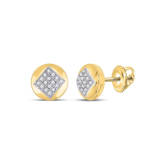 10kt Yellow Gold Womens Round Diamond Button Cluster Earrings 1/10 Cttw