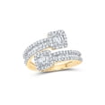 thumbnail image 1 of 10kt Yellow Gold Womens Round Diamond Bypass Cuff Band Ring 1 Cttw, 1 of 1