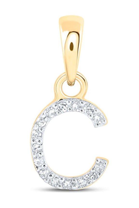 10kt Yellow Gold Womens Round Diamond C Initial Letter Pendant .03 Cttw
