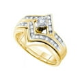 thumbnail image 1 of 10kt Yellow Gold Womens Round Diamond Chevron Bridal Wedding Engagement Ring Band Set 1/4 Cttw, 1 of 1