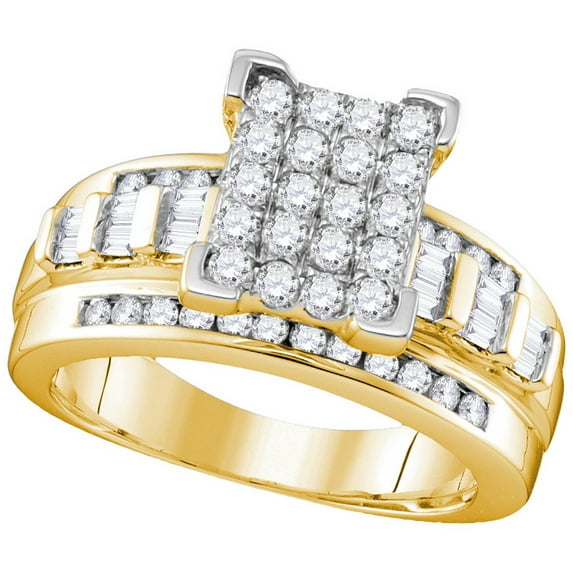 10kt Yellow Gold Womens Round Diamond Cinderella Cluster Bridal Wedding Engagement Ring 1.00 Ctw