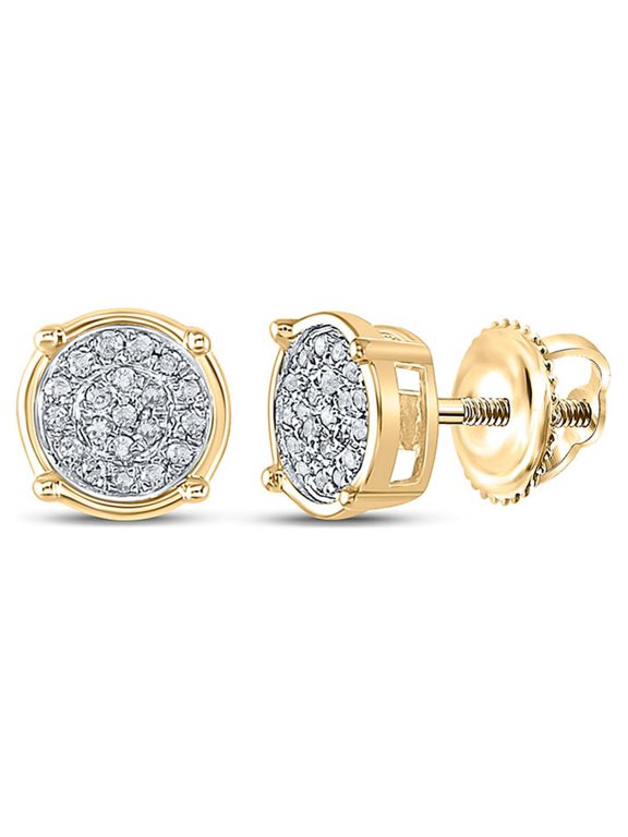 10kt Yellow Gold Womens Round Diamond Circle Cluster Earrings 1/10 Cttw