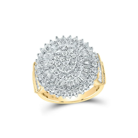 10kt Yellow Gold Womens Round Diamond Circle Cluster Ring 2 Cttw