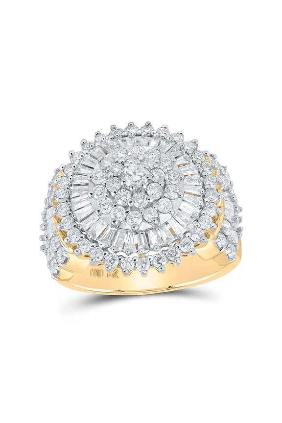 10kt Yellow Gold Womens Round Diamond Circle Cluster Ring 2 Cttw