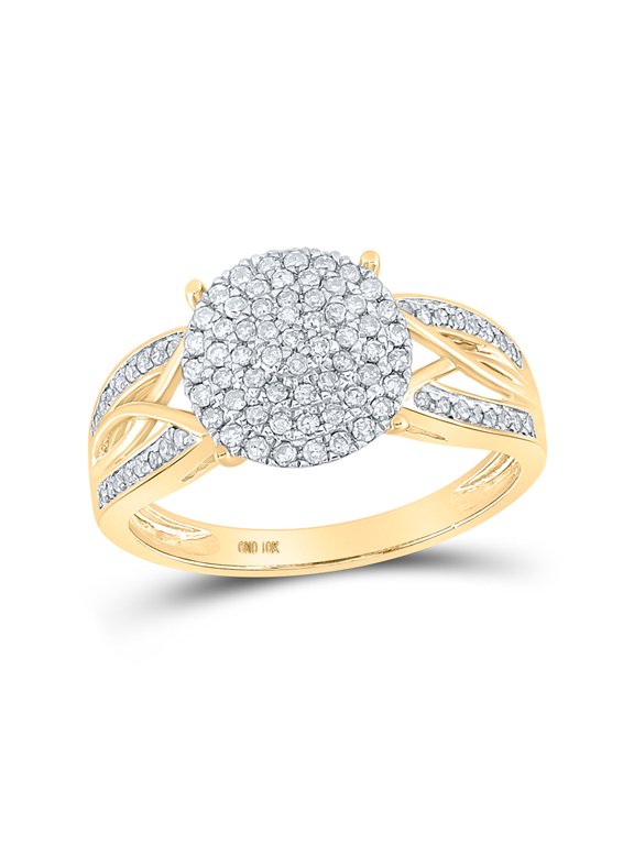 10kt Yellow Gold Womens Round Diamond Circle Cluster Ring 3/8 Cttw