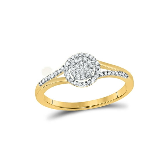 10kt Yellow Gold Womens Round Diamond Circle Cluster Split-shank Ring 1/6 Cttw