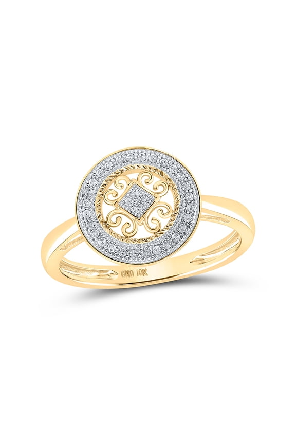 10kt Yellow Gold Womens Round Diamond Circle Ring 1/10 Cttw