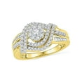 thumbnail image 1 of 10kt Yellow Gold Womens Round Diamond Cluster Bridal Wedding Engagement Ring 3/4 Cttw, 1 of 1